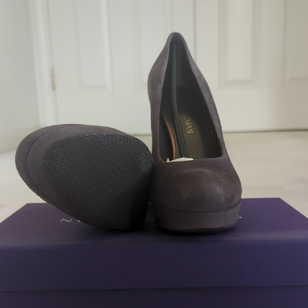 Stuart Weitzman Dark Gray Platform Pumps: Elegant Gray Women's Heels